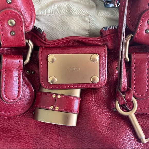 Chloe Paddington Red Leather Handbag Y2K - Picture 8 of 14